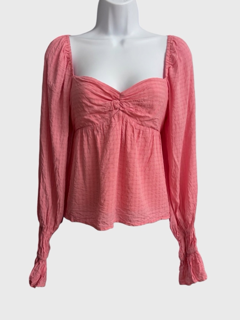 Anthropologie 4SI3NNA Pink Ruched Milkmaid Top Open Back Tie Cottagecore Fairy S